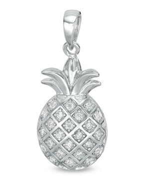 Banter Sterling Silver CZ Pineapple Necklace Charm Tropical Fruit Pendant